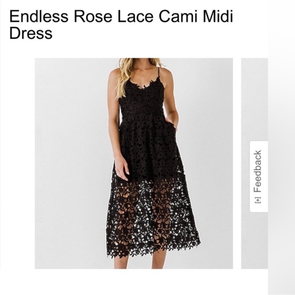Express Endless Rose Black Lace Cami Midi Dress size XS - Picture 1 of 7